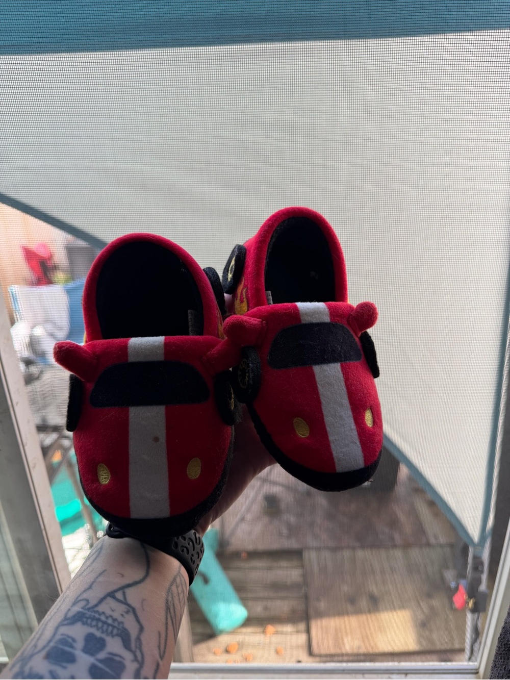 Toddlers race car slippers